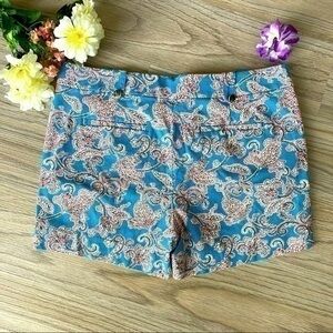 💋 Ann Taylor Loft Paisley blue red chino shorts 10 gold button